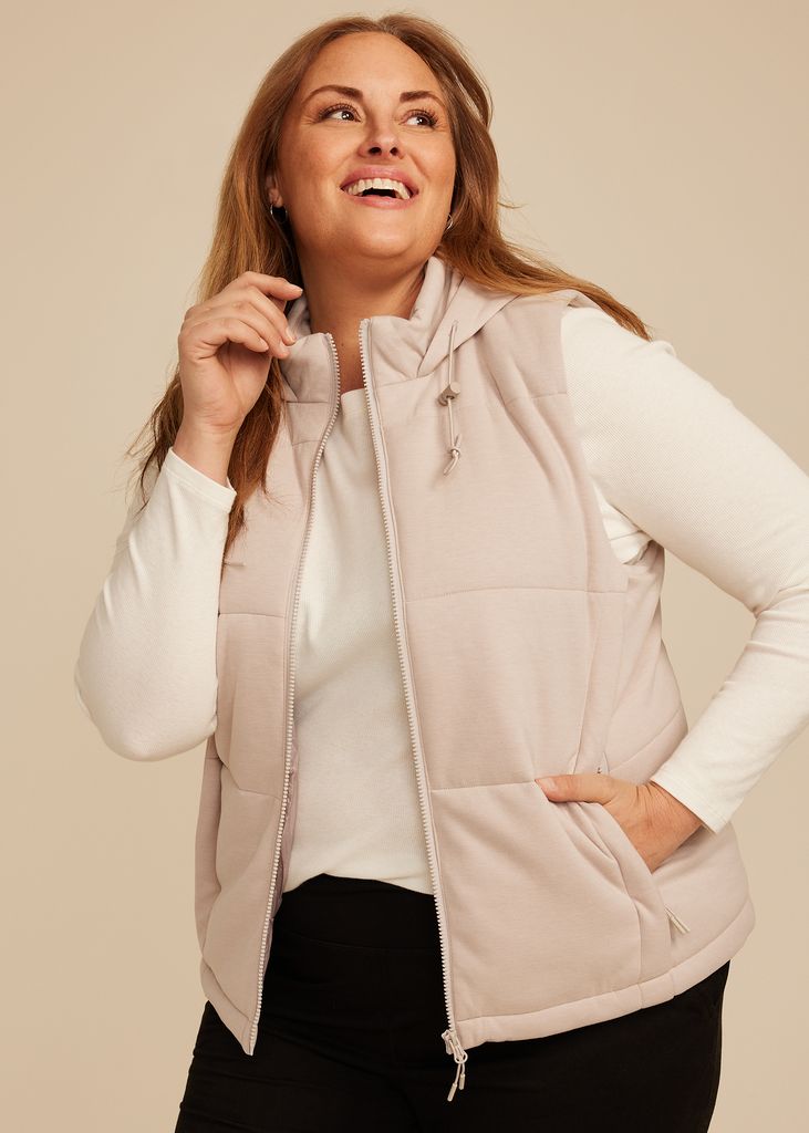 Plus Size Scuba Knit Hooded Vest