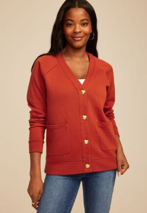 Heart Button Front Cardigan