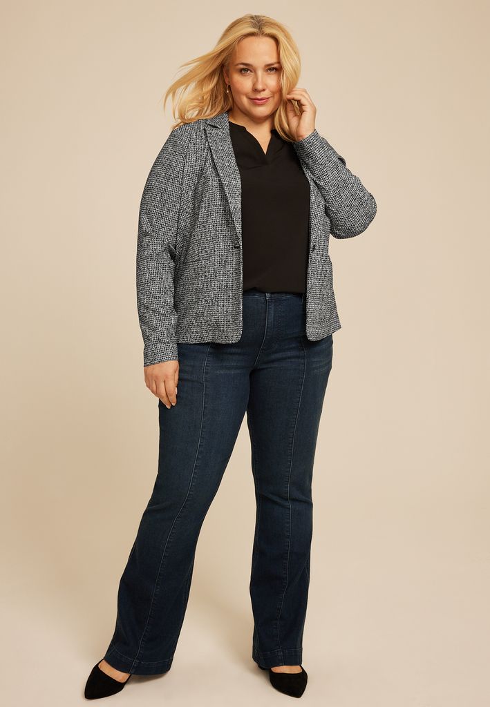 Plus Size Faux Tweed Blazer - Image 3