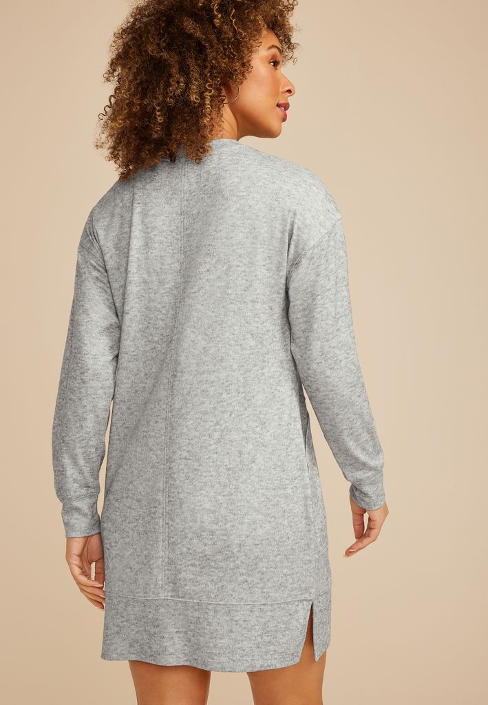 Heather Gray Crew Neck Sweatshirt Dress - Image 2
