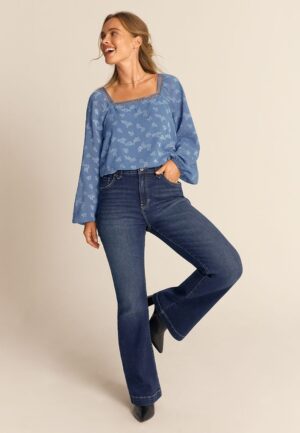 KanCan&trade; High Rise Pocket Flap Trouser Flare