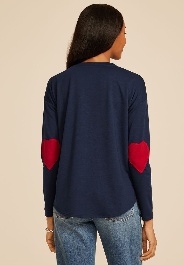 Heart Elbow Patch Long Sleeve Tee - Image 2