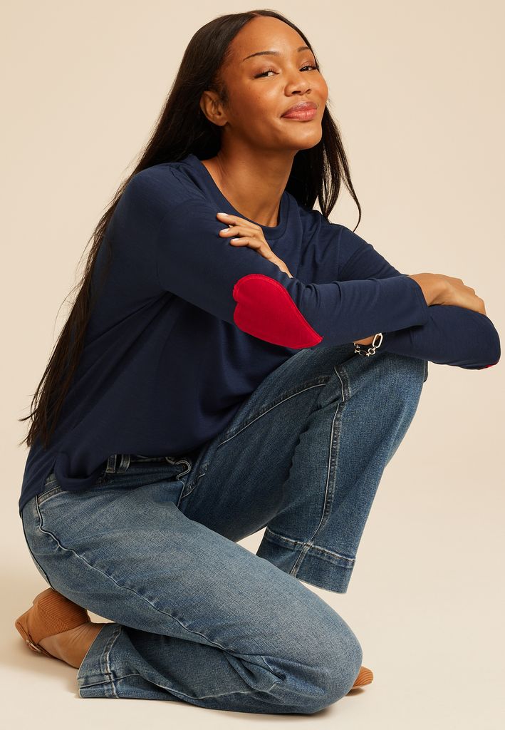 Heart Elbow Patch Long Sleeve Tee - Image 3