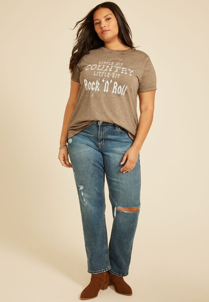 Plus Size Little Bit Country Little Bit Rock N Roll Classic Fit Graphic Tee - Image 3