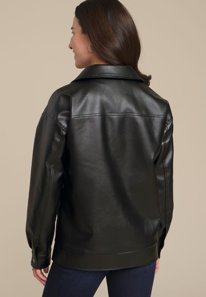 Faux Leather Oversized Jacket - Image 2