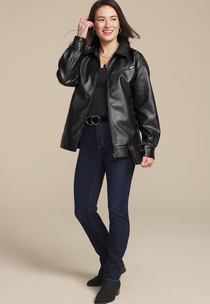 Faux Leather Oversized Jacket - Image 3