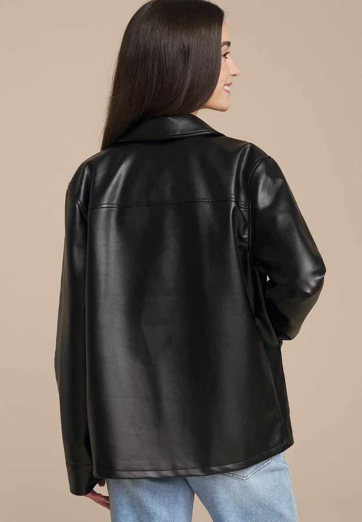 Faux Leather Shacket - Image 2