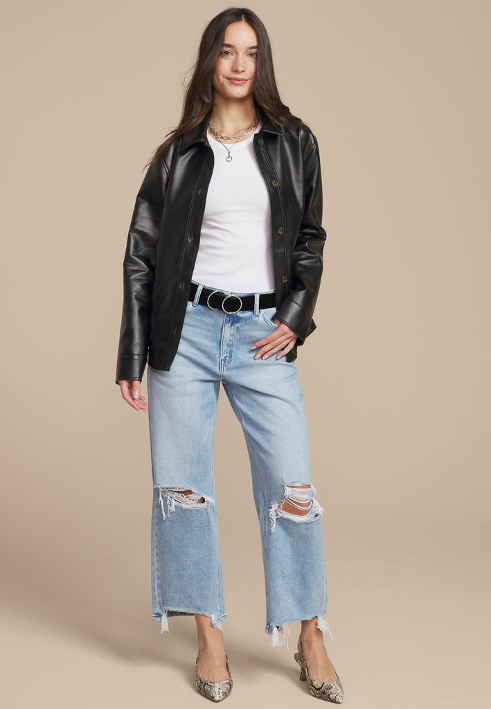 Faux Leather Shacket - Image 3