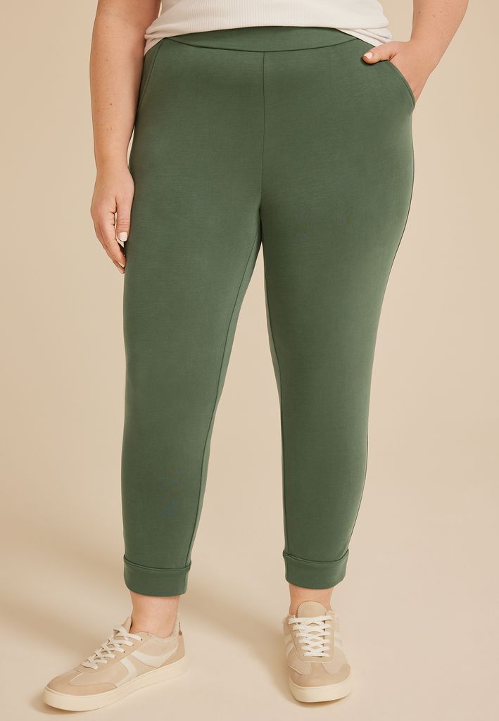 Plus Size Cloud Scuba Knit High Rise Tapered Pant