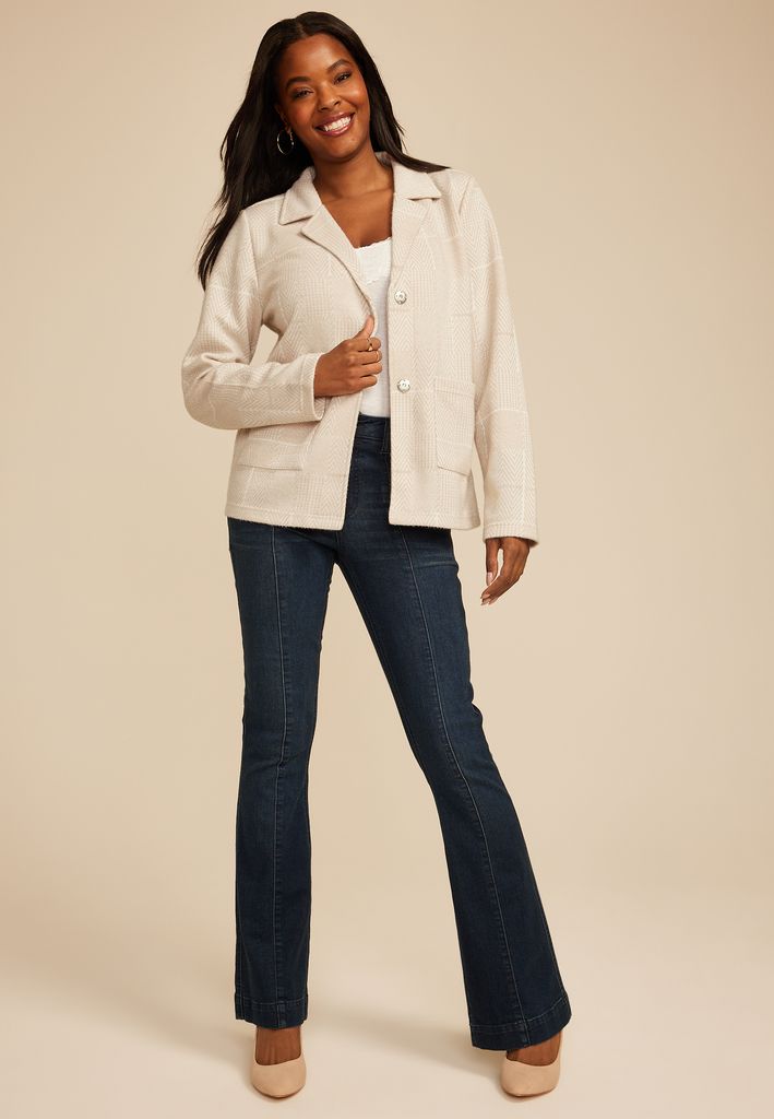 Neutral Houndstooth Blazer - Image 3