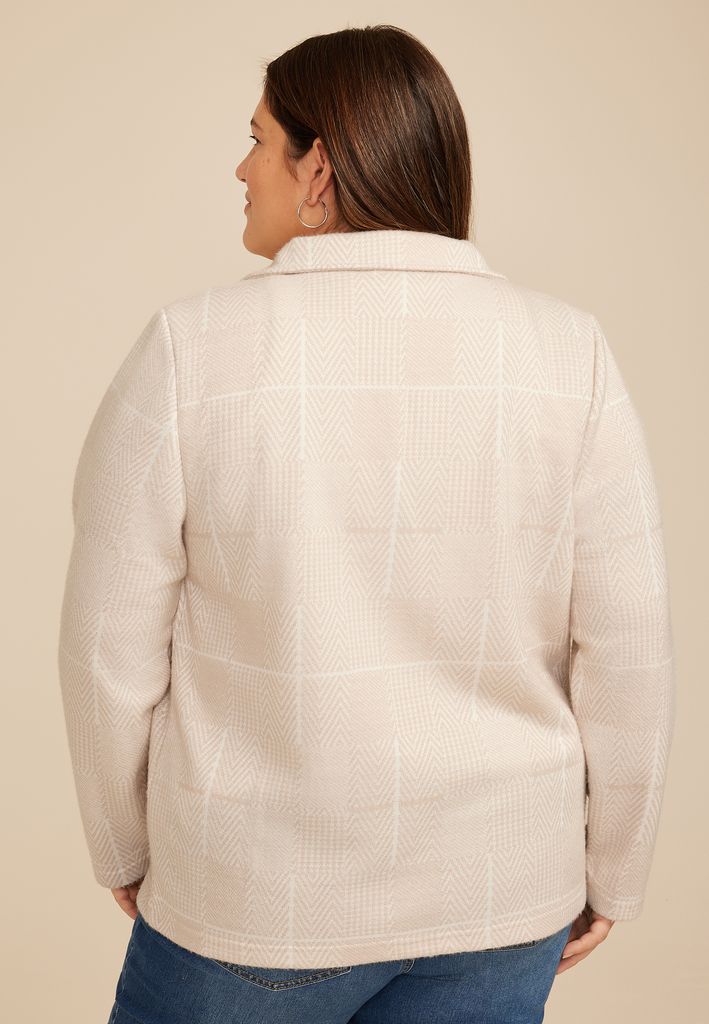 Plus Size Neutral Houndstooth Blazer - Image 2