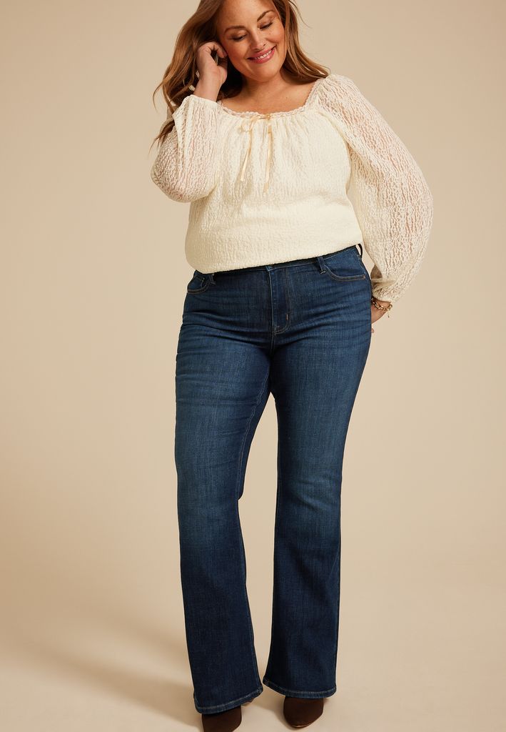Plus Size edgely™ Dark High Rise Flare Jean - Image 3