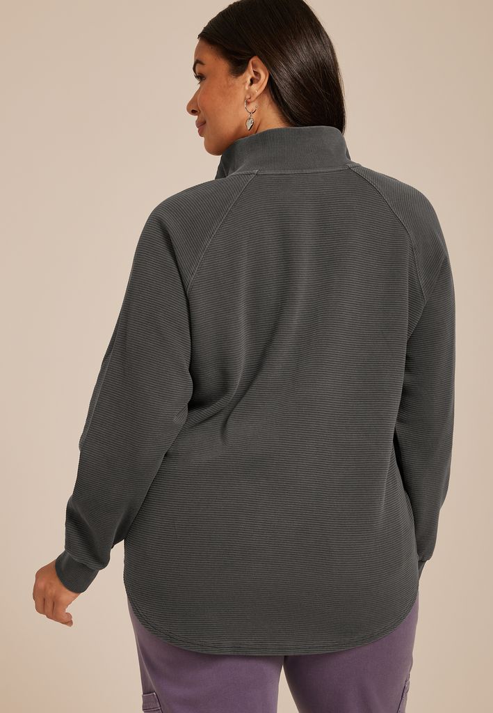 Plus Size Ottoman Snap Button Sweatshirt - Image 2