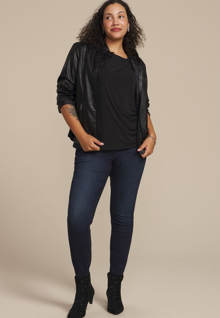Plus Size Asymmetrical Knot Shoulder Top - Image 3