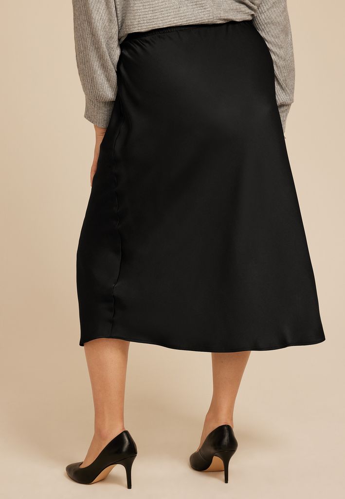 Plus Size Studio Y Satin High Rise Midi Skirt - Image 2