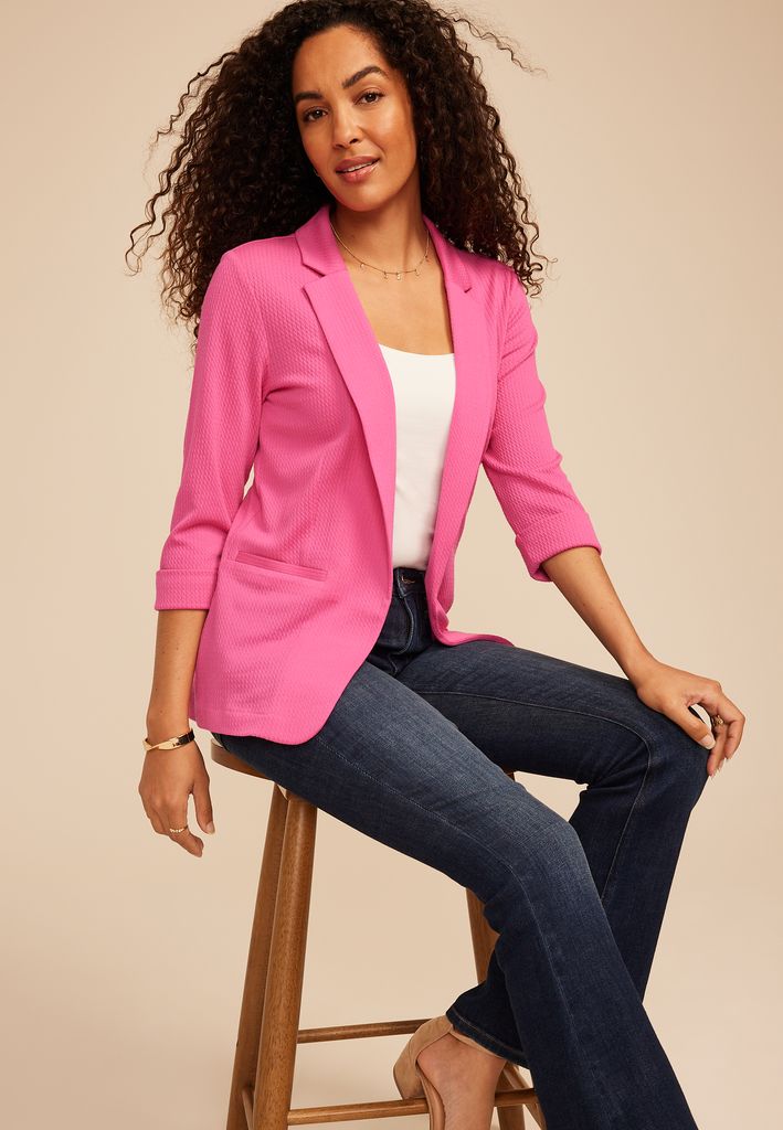 Textured Versa 3/4 Sleeve Blazer