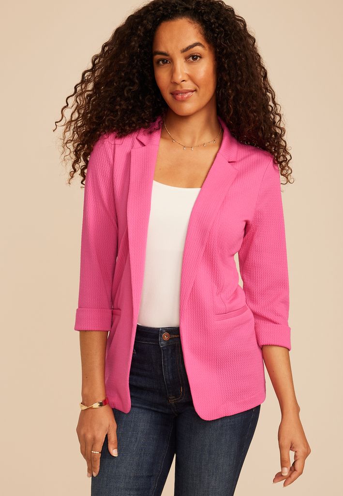 Textured Versa 3/4 Sleeve Blazer - Image 3