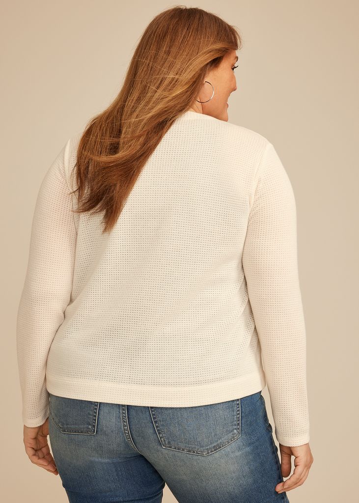 Plus Size Textured Open Front Cardigan - Image 2
