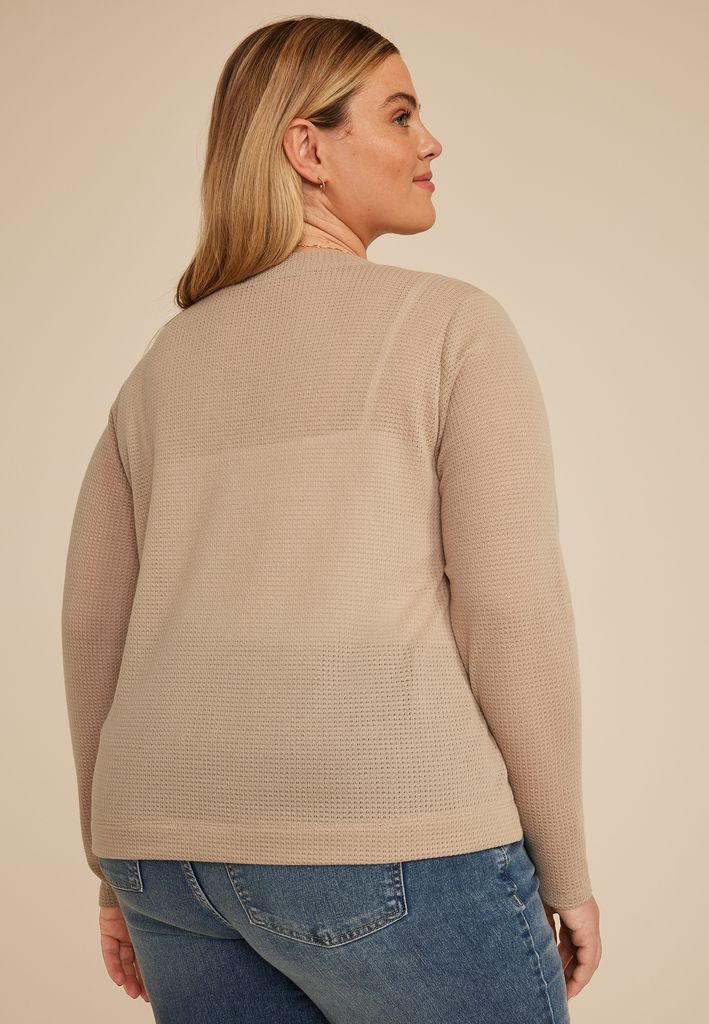 Plus Size Textured Open Front Cardigan - Image 2