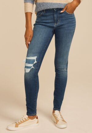 m jeans by maurices&trade; Cool Comfort High Rise Plaid Backed Jegging