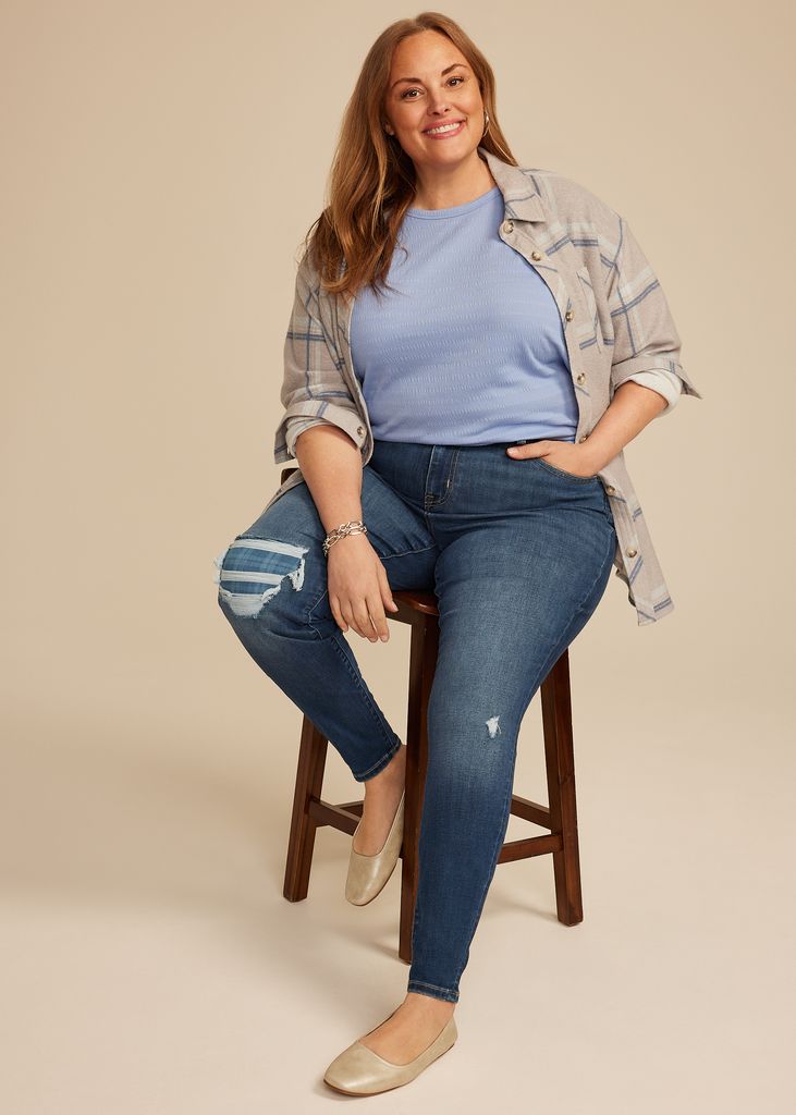Plus Size m jeans by maurices™ Cool Comfort High Rise Plaid Backed Jegging - Image 3