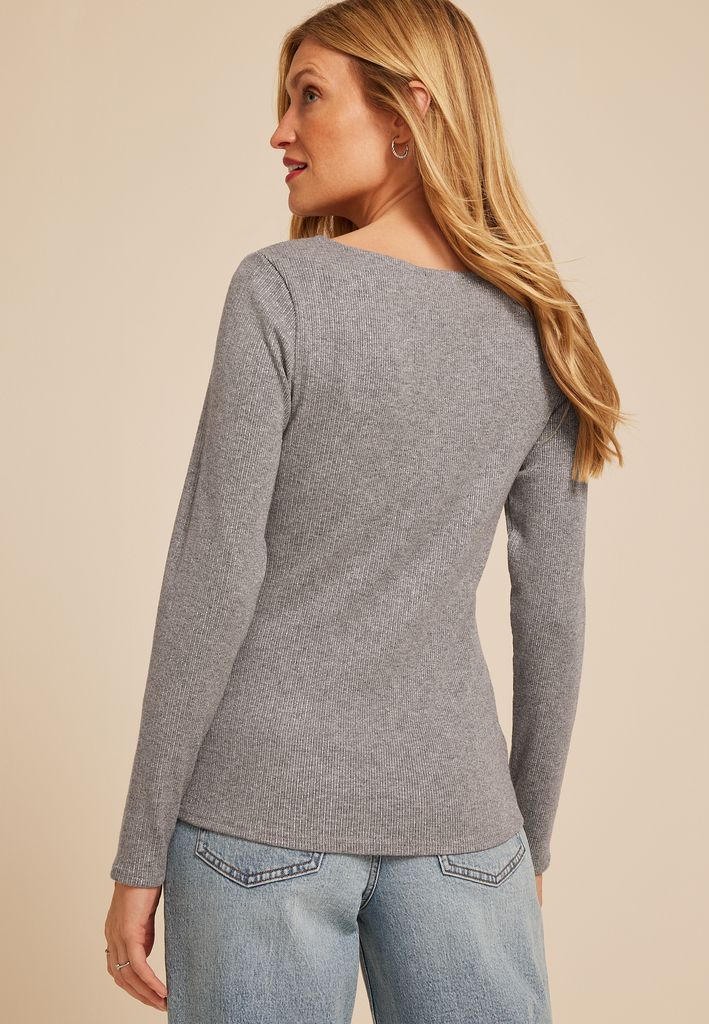 Studio Y Shimmer Ribbed Cutout Knit Top - Image 2