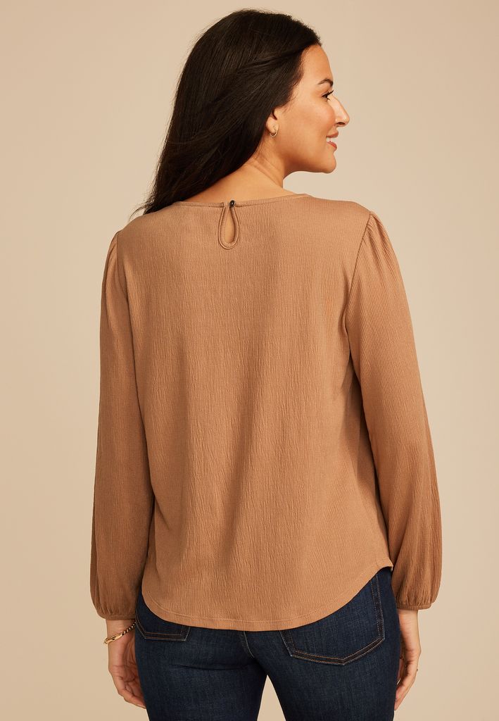 Textured Lace Inset Pintuck Blouse - Image 2