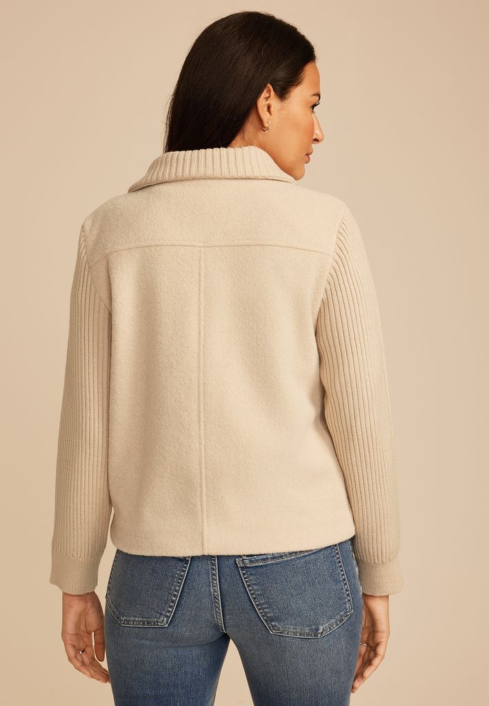 Mixed Texture Sweater Sleeve Jacket - Image 2