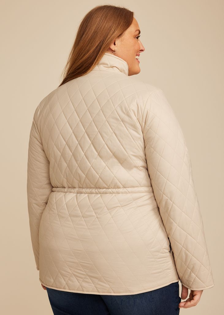 Plus Size Cinch Waist Quilted Jacket - Image 2