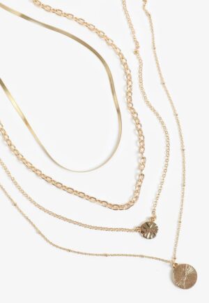 Gold Layered Circle Pendant Necklace