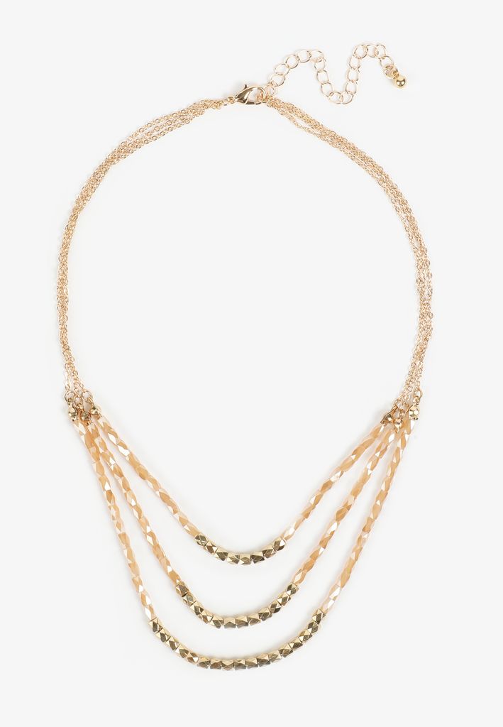 Gold Beaded Layered Necklace - Image 2
