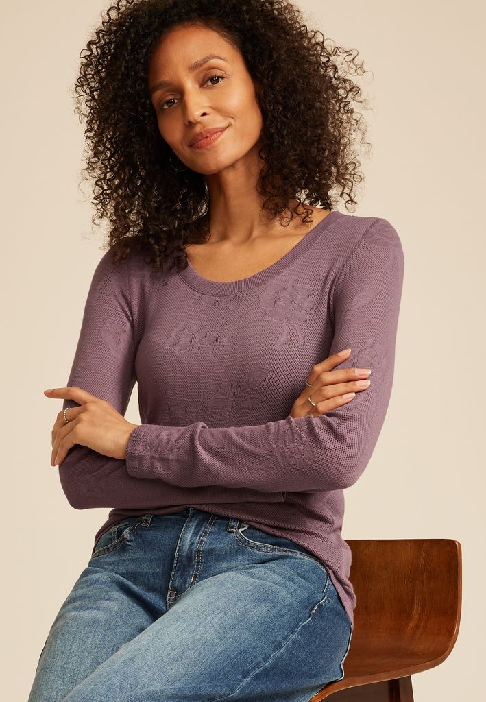 Floral Jacquard Mesh Top - Image 3