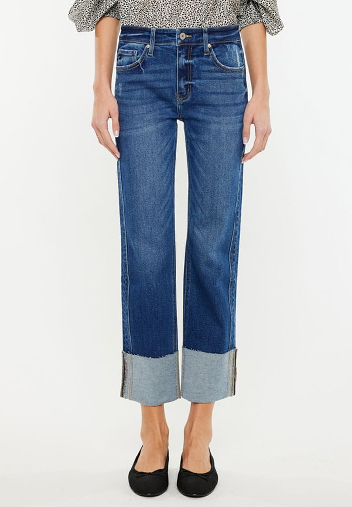 KanCan™ High Rise Raw Cuffed Wide Leg Ankle Jean - Image 3