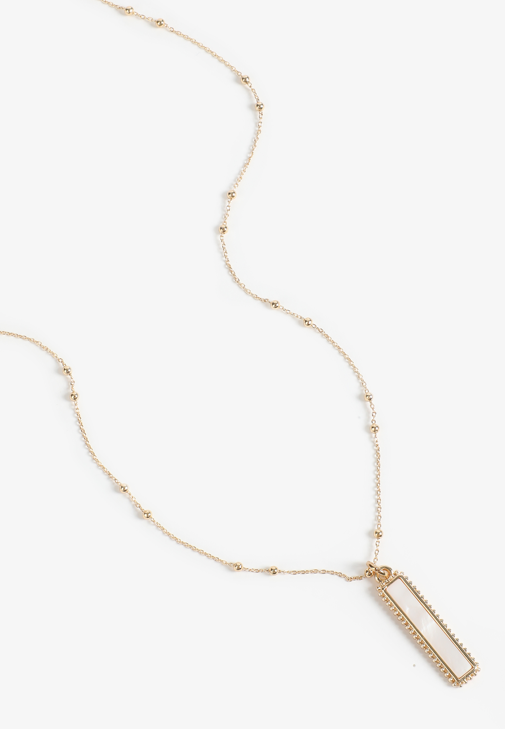 Semi Precious Opal Cream Stone Bar Necklace