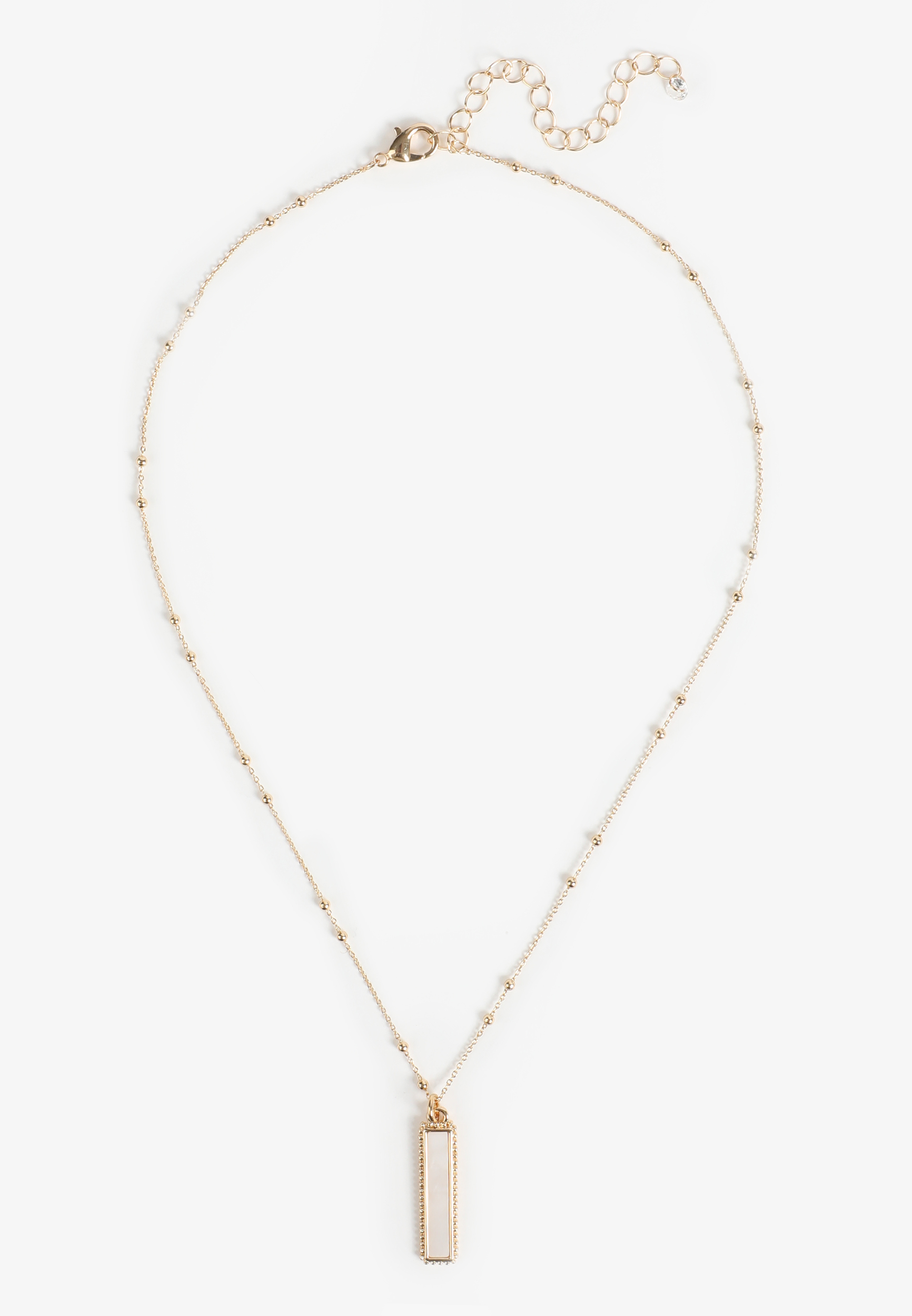 Semi Precious Opal Cream Stone Bar Necklace - Image 2