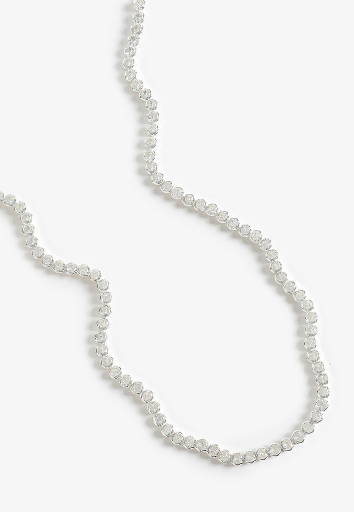 Silver Plated Tennis Necklace