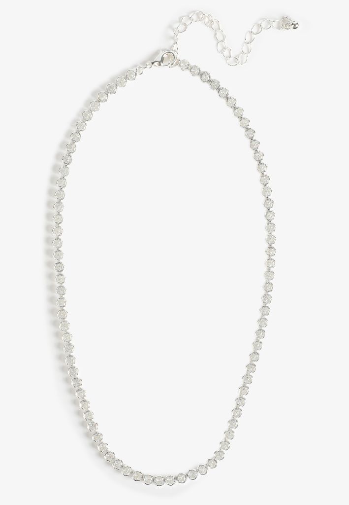 Silver Plated Tennis Necklace - Image 2