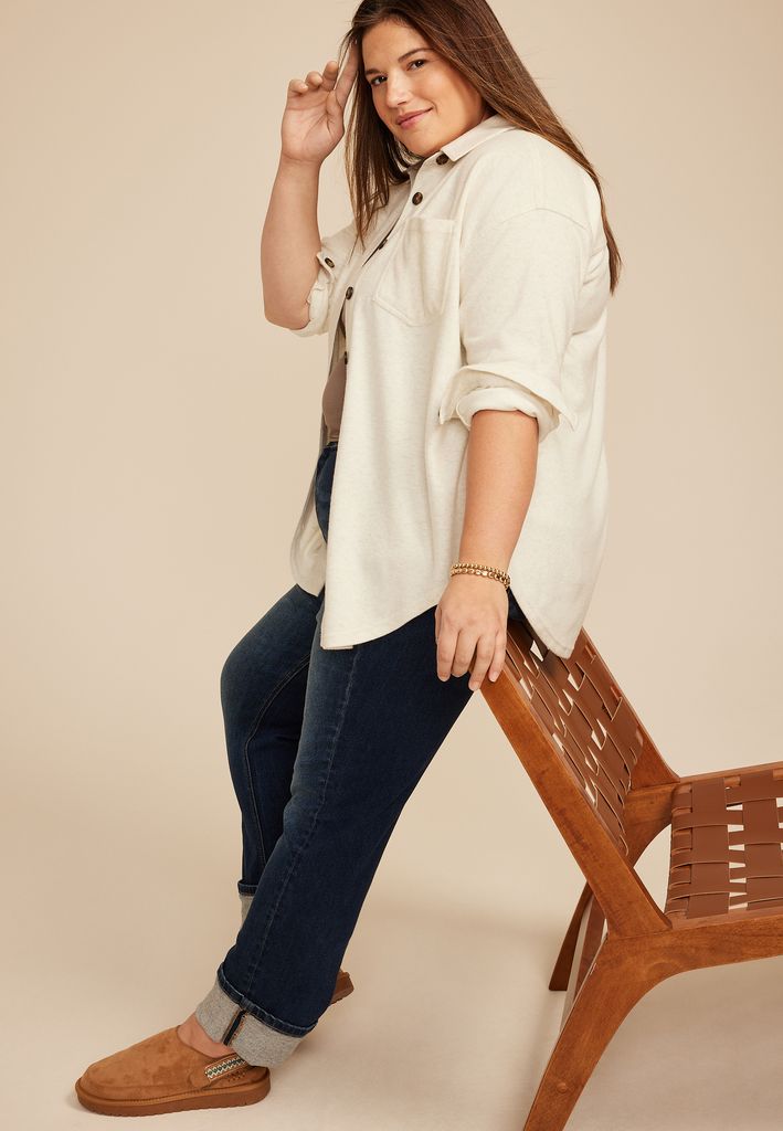 Plus Size Knit Boyfriend Shacket - Image 3