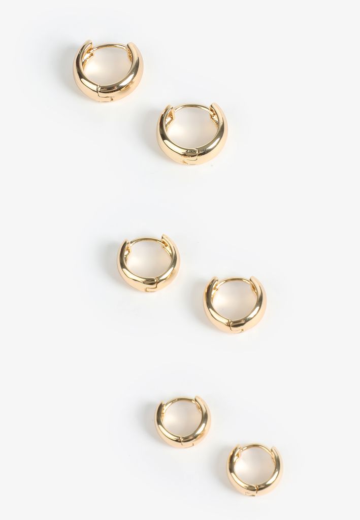 3 Pack Huggie Hoop Earring Set