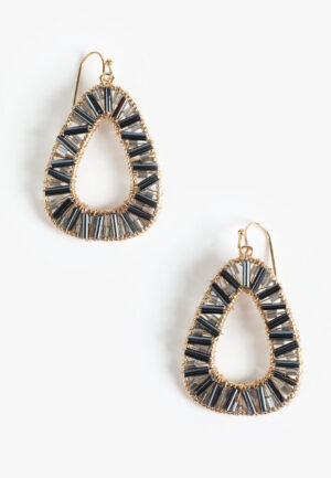 Metallic Beaded Teardrop Earrings