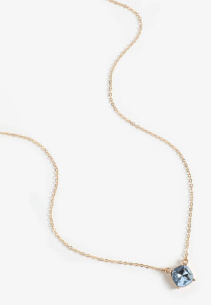 Blue Cushion Cut Pendant Necklace