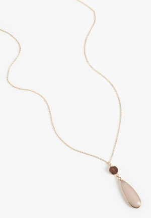 Rose Quartz Teardrop Stone Necklace