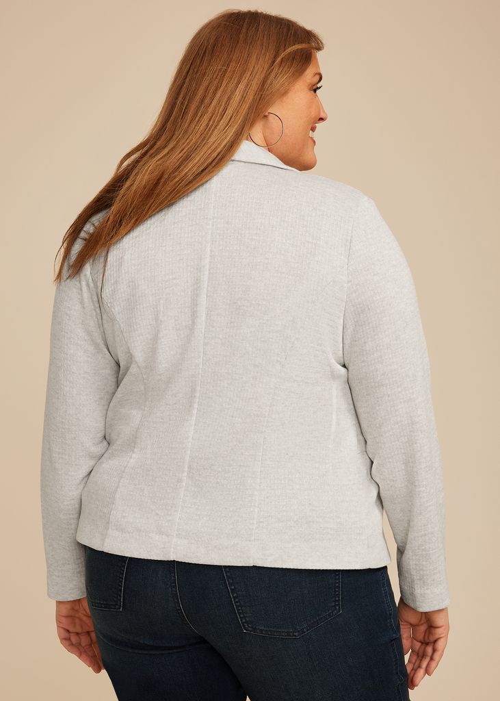 Plus Size Ribbed Knit Blazer - Image 2