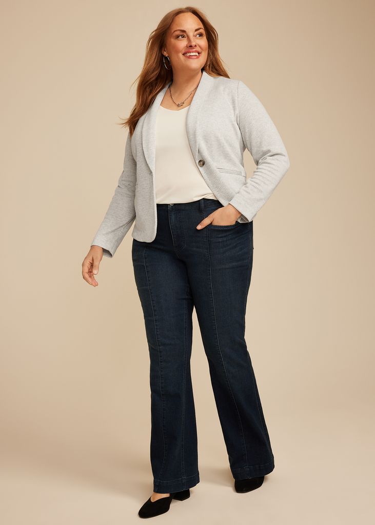 Plus Size Ribbed Knit Blazer - Image 3