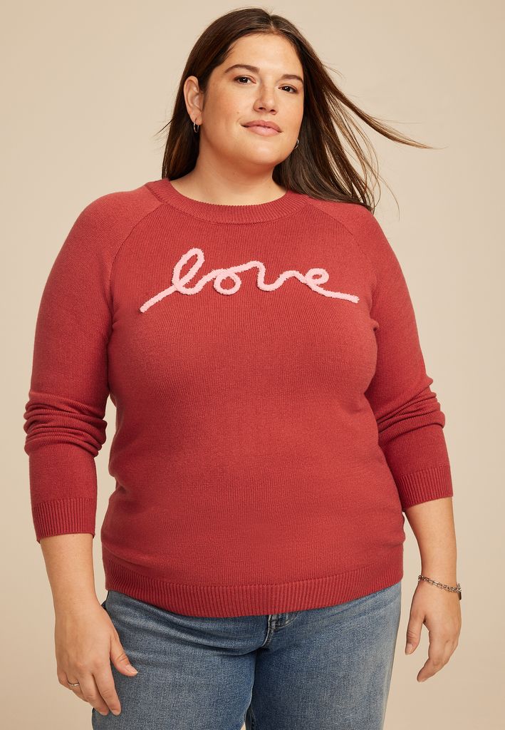 Plus Size Love Script Sweater
