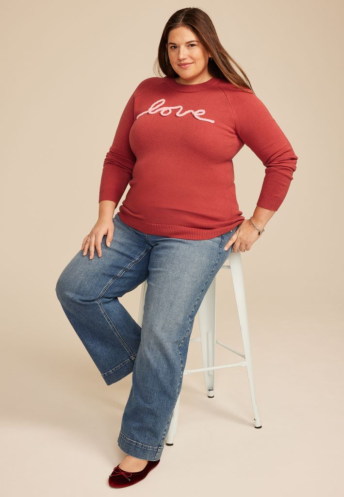 Plus Size Love Script Sweater - Image 3