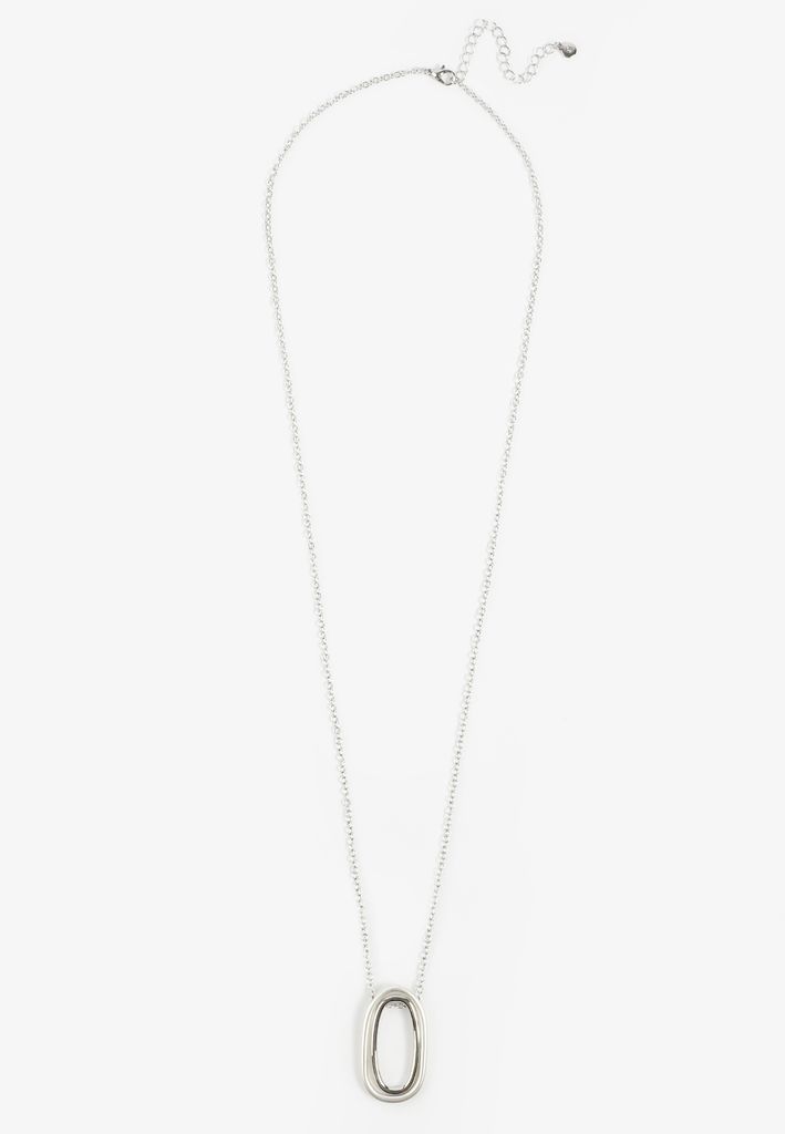 Silver Oval Pendant Necklace - Image 2