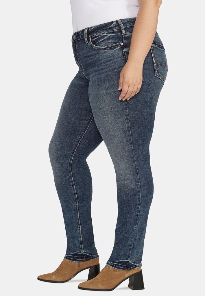 Plus Size Silver Jeans Co.® Dark Suki Curvy Mid Rise Luxe Stretch Straight Jean - Image 3